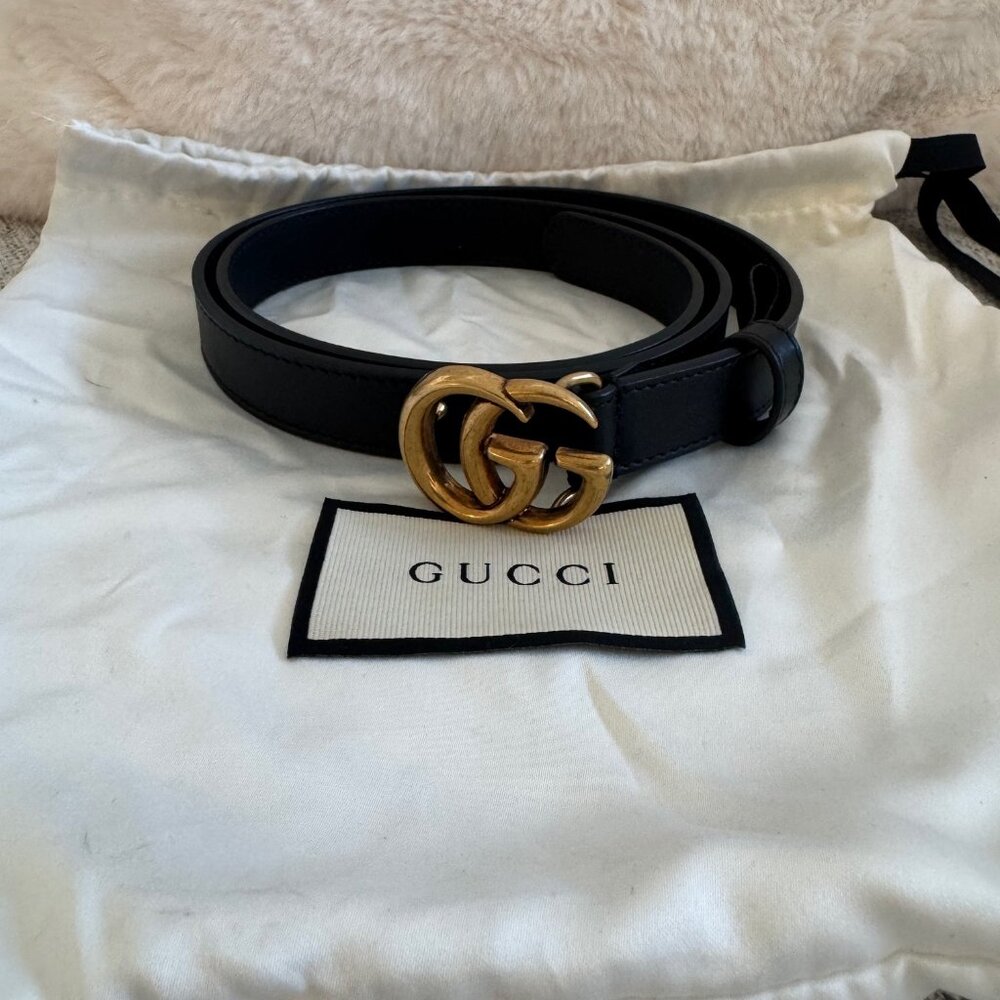 Authentic GG Marmont thin belt